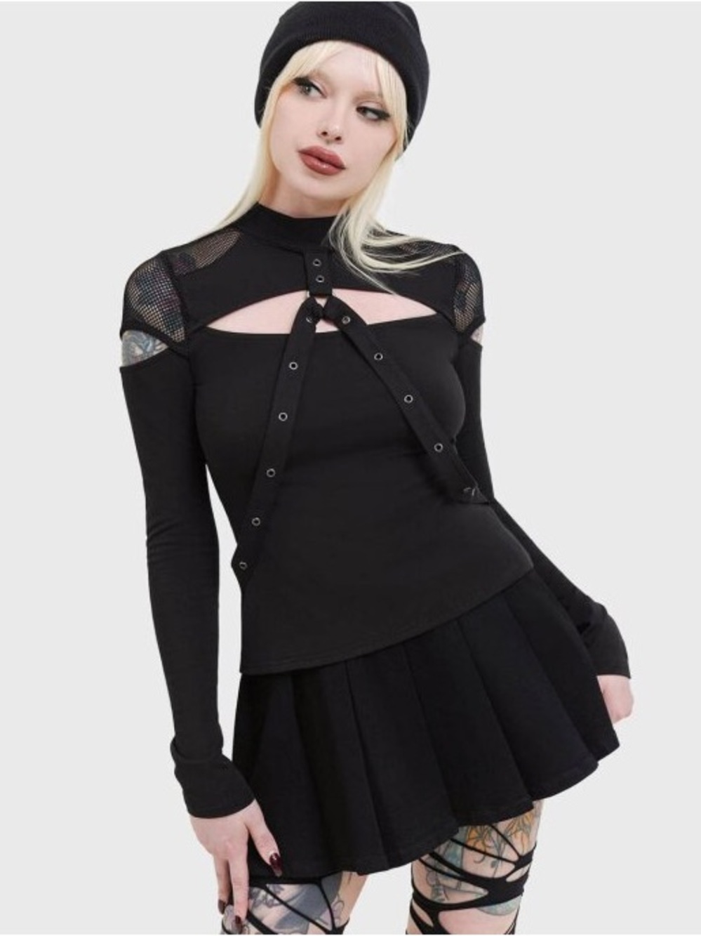Killstar Miss Masher Long sleeve Goth Metal Punk Cybergoth Top sz L BNWT